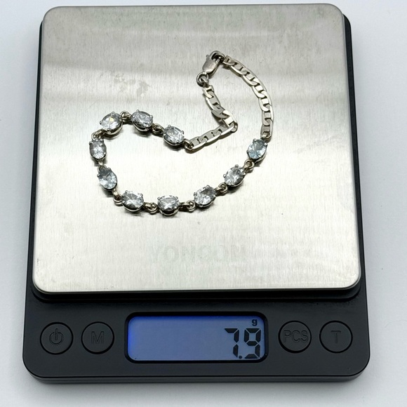 Aquamarine Sterling Silver Mariner Link Tennis Bracelet - Picture 9 of 11